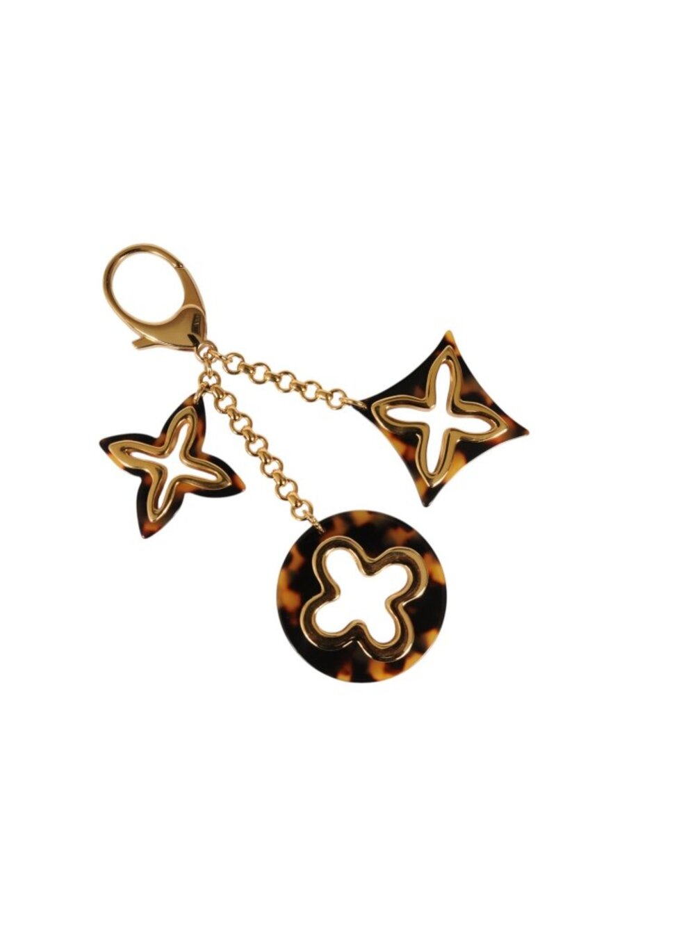 Louis Vuitton Insolence Gold Tone Tortoise Shell Bag Charm Lv Logo Key Chain